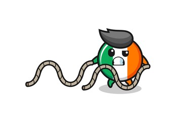illustration of ireland flag doing battle rope workout