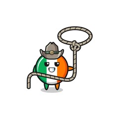 the ireland flag cowboy with lasso rope