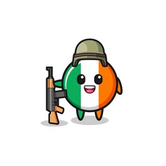cute ireland flag mascot as a soldier