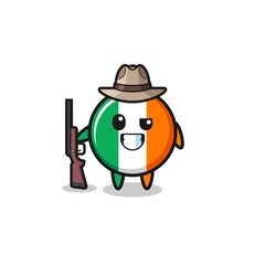 ireland flag hunter mascot holding a gun