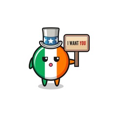 ireland flag cartoon as uncle Sam holding the banner I want you