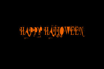 Black banner with orange creative lettering Happy halloween

