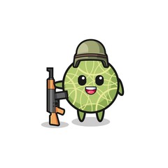 cute melon mascot as a soldier