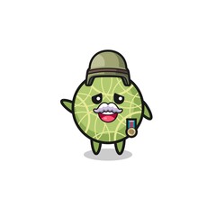 cute melon as veteran cartoon