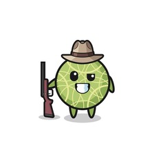 melon hunter mascot holding a gun