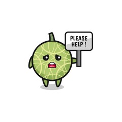 cute melon hold the please help banner