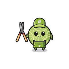 cute melon as gardener mascot