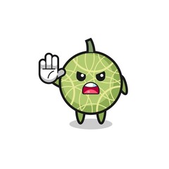 melon character doing stop gesture