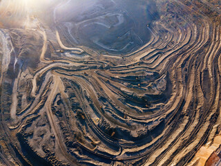 Open pit mine in mining and processing plant, aerial view - obrazy, fototapety, plakaty
