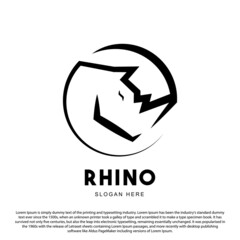 simple outline rhino logo design. Minimalist rhino logo for your brand or business