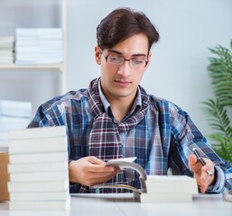 Writer presenting his books to public