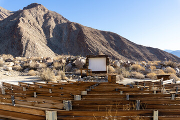Borrego Springs, California, USA - August 6, 2021:Palm Canyon Campground amphitheater in Anza...