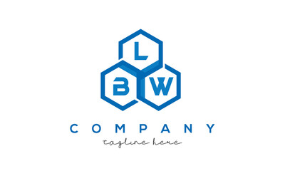 LBW letters design logo with three polygon hexagon logo vector template