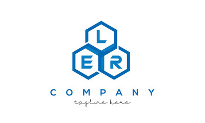 LER letters design logo with three polygon hexagon logo vector template