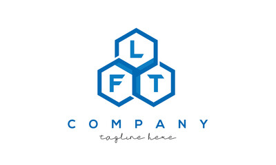 LFT letters design logo with three polygon hexagon logo vector template