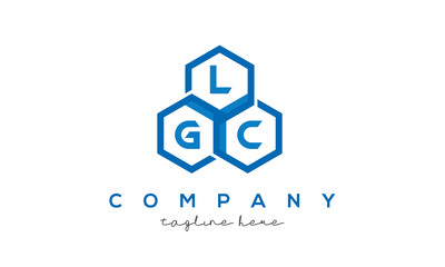 LGC letters design logo with three polygon hexagon logo vector template