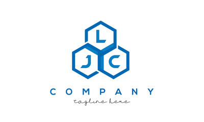 LJC letters design logo with three polygon hexagon logo vector template