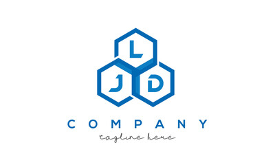 LJD letters design logo with three polygon hexagon logo vector template