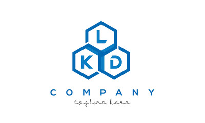 LKD letters design logo with three polygon hexagon logo vector template