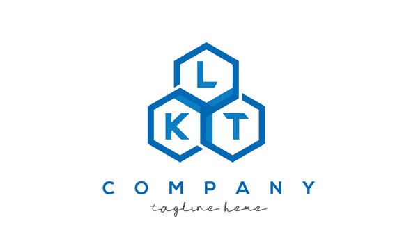 LKT letters design logo with three polygon hexagon logo vector template