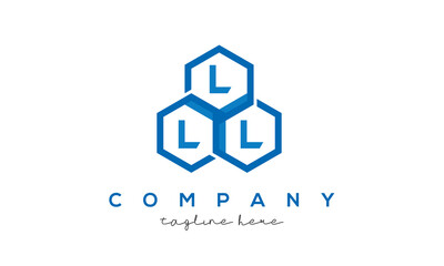 LLL letters design logo with three polygon hexagon logo vector template