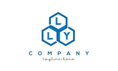 LLY letters design logo with three polygon hexagon logo vector template