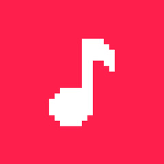 Fototapeta premium flat 8 bit musical note, simple geometric pixel symbol. Digital web sign.
