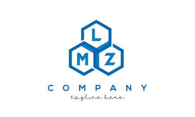 LMZ letters design logo with three polygon hexagon logo vector template