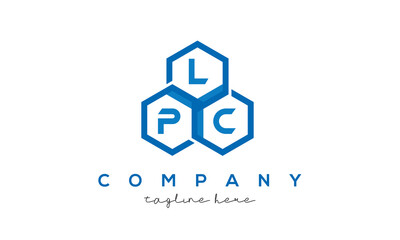 LPC letters design logo with three polygon hexagon logo vector template