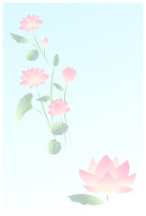 淡い色合いの蓮の花の文字なしポストカード
