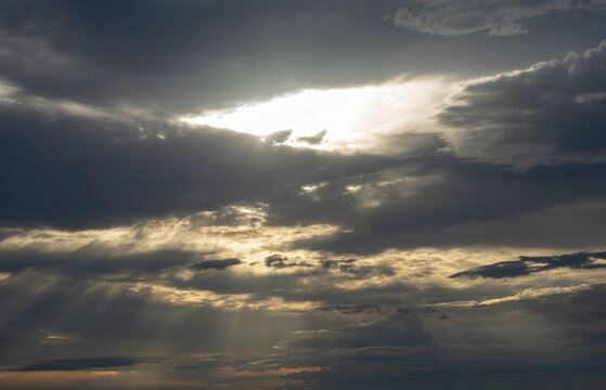 The rays of the sun break through the clouds. Landscape © Sergey