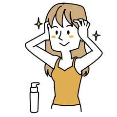 髪の毛をお手入れしている女性