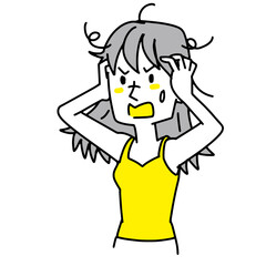 髪の毛の痛みに悩んでいる女性