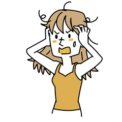 髪の毛の痛みに悩んでいる女性