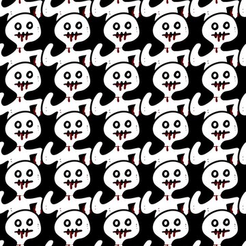 seamless pattern of cute ghost cartoon