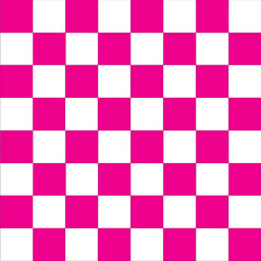 Pink and white chess board. Abstract art. Modern design element. Fabric pattern. Vector illustration. Stock image. 