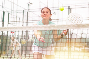 Team padel game on the tennis court