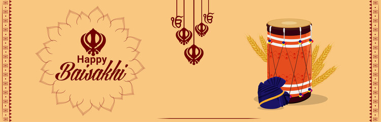 Fototapeta na wymiar Vaisakhi indian sikh festival celebration banner