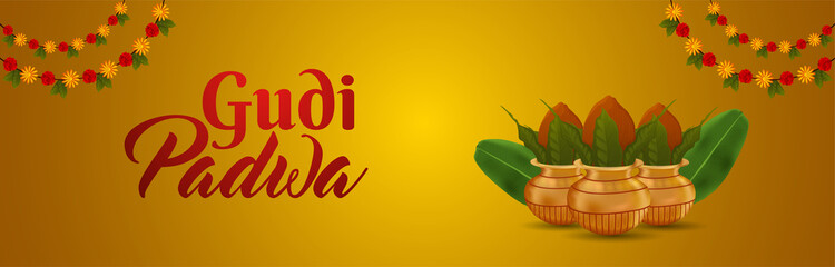 ugdi padwa creative realistic banner or header