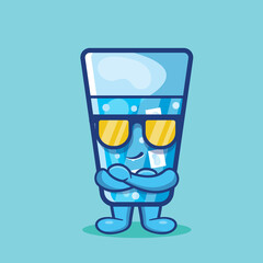 super cool ice water mascot isolated cartoon in flat style