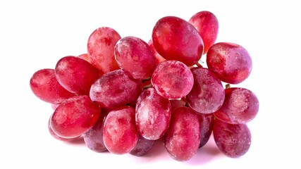 Bunch of red ripe grapes sweet pink isolated on white background