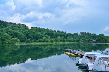 Naklejka premium 静寂に包まれた夏の蓼科湖の情景＠長野