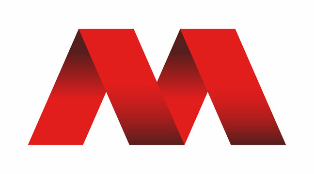 Simple letter M red logo design icon template