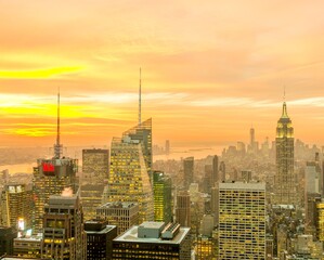 Fototapeta na wymiar New York - DECEMBER 20, 2013: View of Lower Manhattan on Decembe