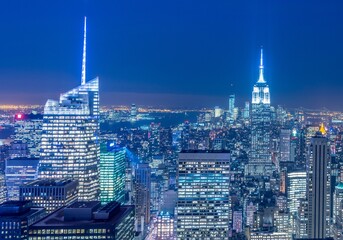 Obraz premium View of New York Manhattan during sunset hours
