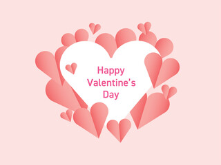 たくさんのハートマークに包まれたバレンタインイメージイラスト