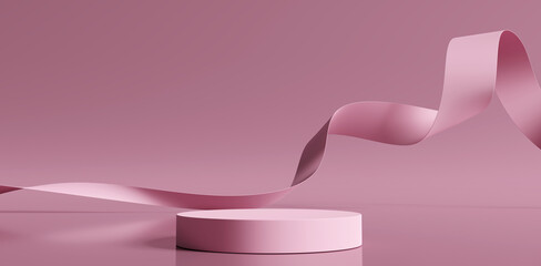Product display podium on pink background. 3D rendering