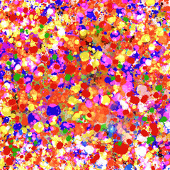 Colorful textured background with drops of paint on canvas