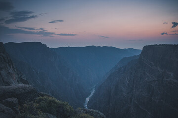 Overlook on Two colored rock waves in the Black Canyon of Gunnison, Colorado.