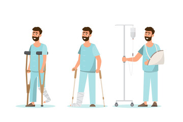 set of sick man in different character.